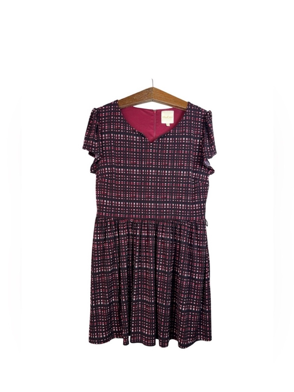 ModCloth Black Red Geometric Plaid A-Line Flare Dress Career Cocktail Size 2X